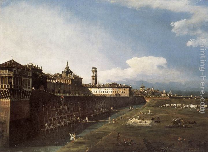 View of Turin near the Royal Palace painting - Bernardo Bellotto View of Turin near the Royal Palace art painting
